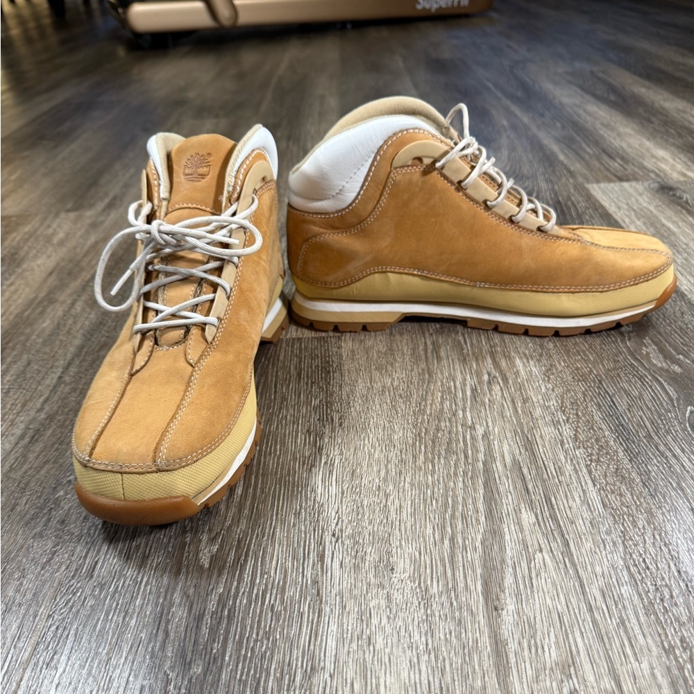 Timberland Euro Dub Ankle Leather‎ Lace Up Boots 85112 Men Size 12M Tan White